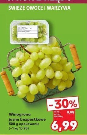 Winogrona jasne bezpestkowe promocja w Kaufland