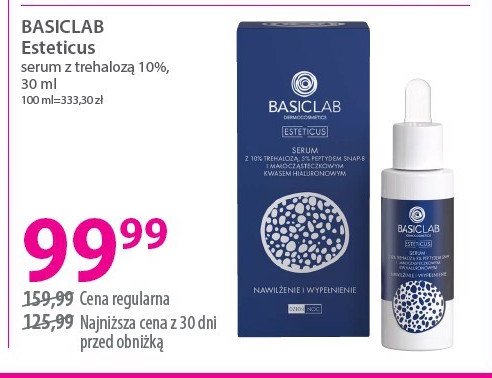 Serum z 15% trehalozą peptydem snap-8 10% i kwasem hialuronowym BASICLAB ESTETICUS promocja w Hebe