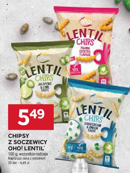 Chipsy z soczewicy jalapeno & lime OHO! promocja w Stokrotka