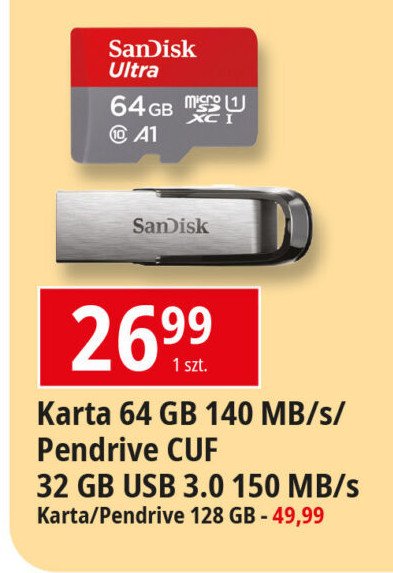 Pendrive cruzer blade 128gb Sandisk promocja w Leclerc