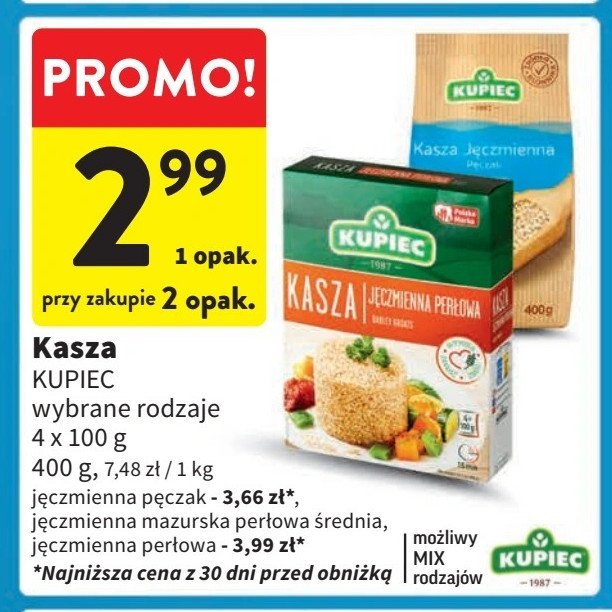 Kasza jęczmienna pęczak Kupiec promocja