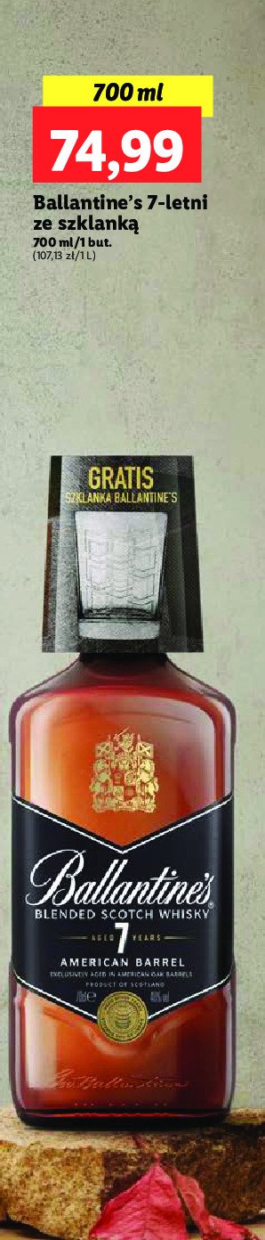 Whisky + szklanka Ballantine's 7 yo promocja