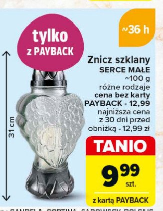 Znicz serce białe 36h promocja