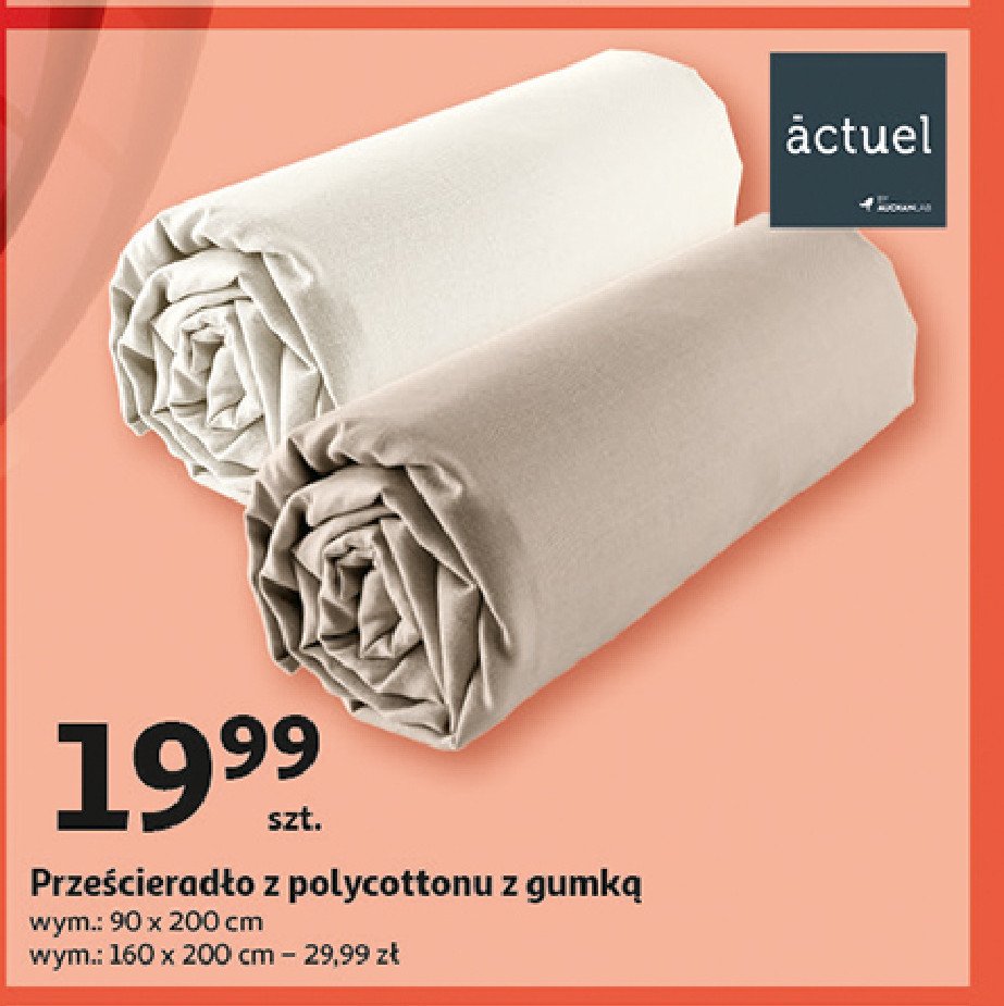 Prześcieradło poliestrowe 160 x 200 cm Actuel promocja w Auchan