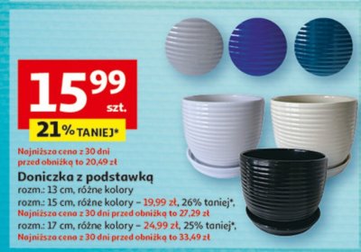 Doniczka z podstawką rozm.: 13 cm, różne kolory promocja w Auchan