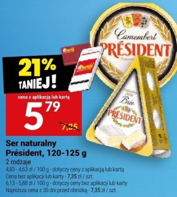 Ser naturalny Président, 120-125 g promocja w Twój Market