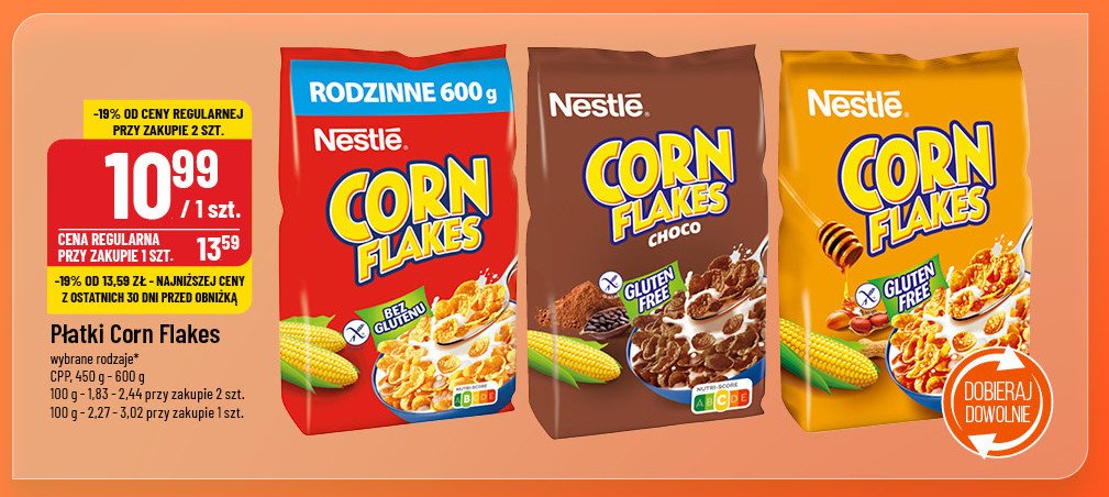 Płatki śniadaniowe Corn flakes (nestle) promocja