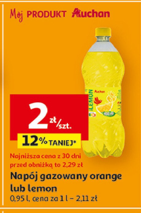 Napój lemon Auchan różnorodne (logo czerwone) promocja w Auchan