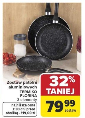 Zestaw patelni aluminiowych TERMIKO FLORINA 3 elementy promocja w Carrefour