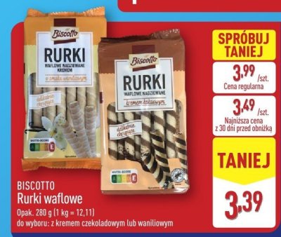 Rurki waflowe z kremem czekoladowym promocja w Aldi