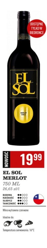 Wino El sol chile promocja