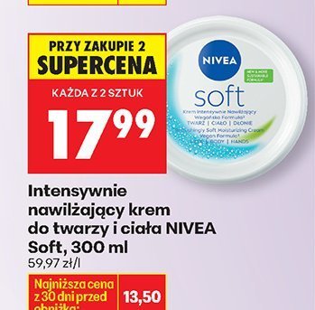 Intensywnie nawilżający krem do twarzy i ciała NIVEA Soft, 300 ml promocja w Biedronka