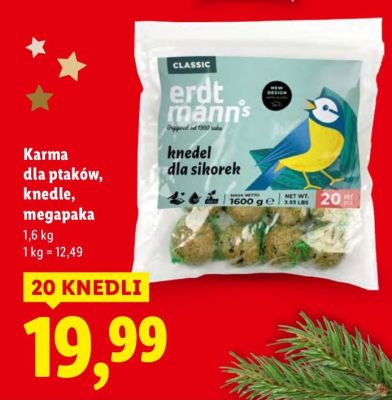 Karma dla ptaków, knedle, megapaka erdmann promocja w Lidl