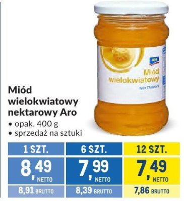 Miód wielokwiatowy nektarowy Aro promocja w Makro