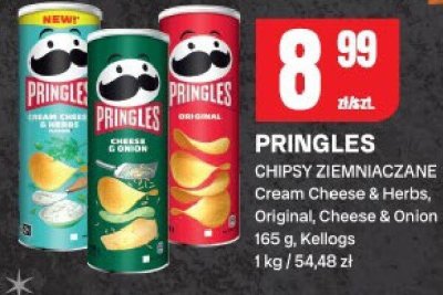 Chipsy ziemniaczane Pringles Cream Cheese & Herbs, Original, Cheese & Onion 165 g, Kellogs promocja w Chorten