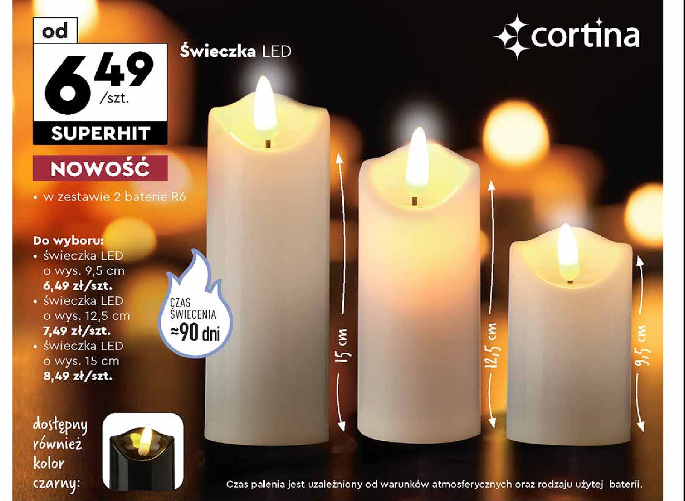 Świeczka led 12.5 cm Cortina promocja