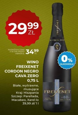 Wino Freixenet Cordon Negro Cava Zero 0,75 L promocja w Duży Ben