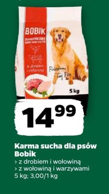 Karma sucha dla psów z drobiem i wołowiną Bobik promocja w Netto