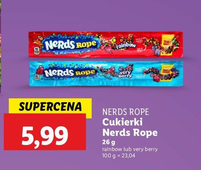 Cukierki very berry Nerds rope promocja w Lidl