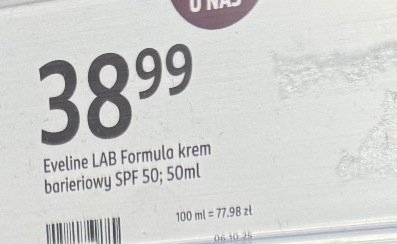 Krem barierowy Eveline LAB Formula SPF 50 promocja w Rossmann