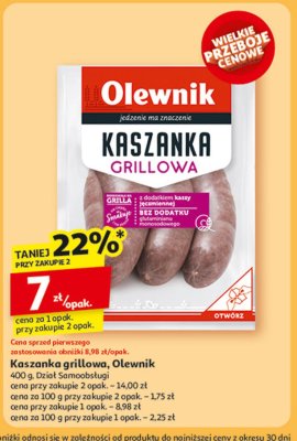 Kaszanka grillowa Olewnik promocja