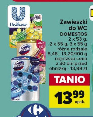 Kostka do wc blue water ocean Domestos power5+ promocja w Carrefour Market