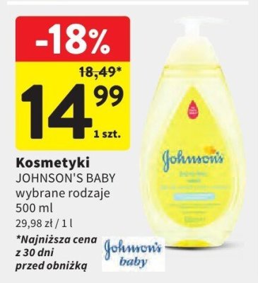 Kosmetyki JOHNSON'S BABY wybrane rodzaje promocja w Intermarche