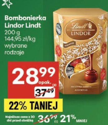 Bombonierka Lindor Lindt promocja w Delikatesy Centrum