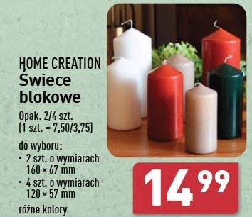 Świece blokowe Home creation promocja w Aldi