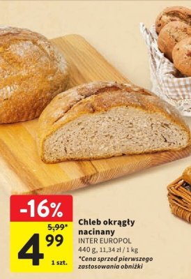 Chleb okrągły nacinany Inter Europol promocja w Intermarche
