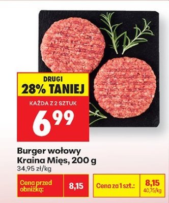 Burger wołowy Kraina Mięs, 200 g promocja w Biedronka