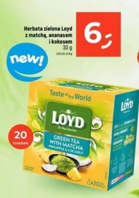 Herbata zielona Loyd z matcha, ananasem i kokosem 30g promocja w Dealz