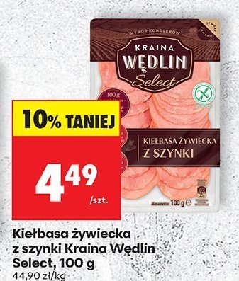 Kiełbasa żywiecka z szynki Kraina Wedlin Select, 100 g promocja w Biedronka