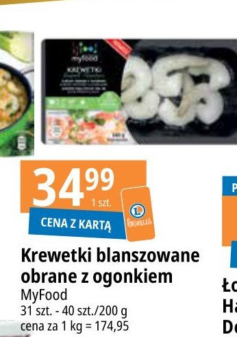 Krewetki obrane z ogonkiem 31/40 Myfood promocja