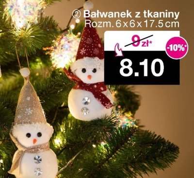 Bałwanek z tkaniny Rozm. 6 x 6 x 17.5 cm promocja w Woolworth