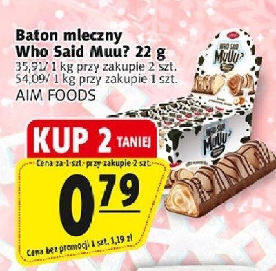 Baton mleczny Who Said Wow 22 g promocja w Prim Market