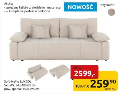 Sofa Hello LUX 3DL promocja w Black Red White