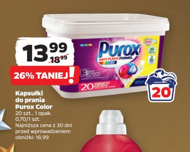 Kapsułki do prania kolor Purox promocja w Netto