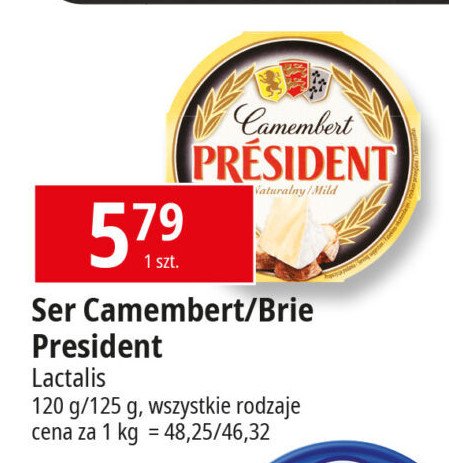 Ser pleśniowy camembert naturalny President promocja w Leclerc