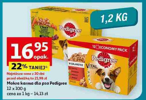 Karma dla psa w galarecie 3x kurczak i ryż + 3x jagnięcina i ryż + 3x drób i ryż + 3x wołowina i ryż Pedigree vital promocja