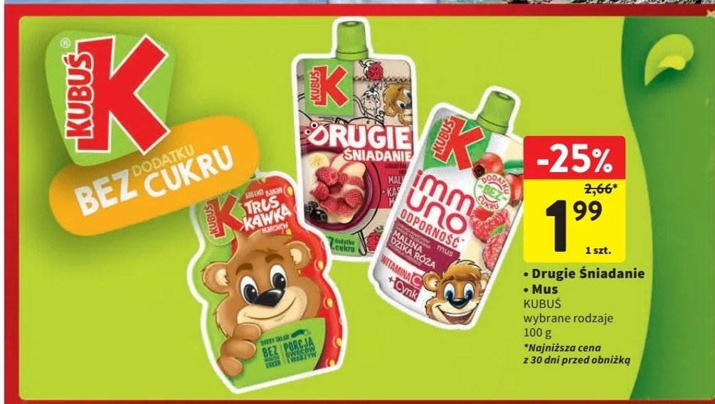 Kasza manna aronia + malina Kubuś drugie śniadanie promocja