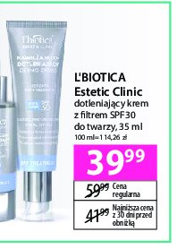 Wygładzająco-nawilżający dermo-zabieg krem na dzień spf 30 L'biotica estetic clinic promocja