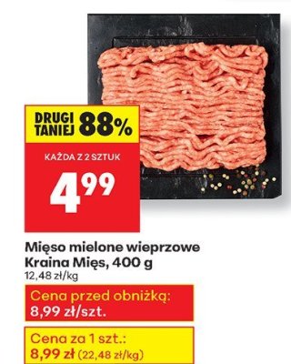 Mięso mielone wieprzowe Kraina Mięs, 400 g promocja w Biedronka