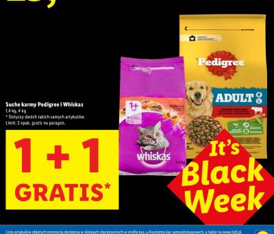 Suche karmy dla psów Pedigree 1+1 GRATIS promocja w Lidl