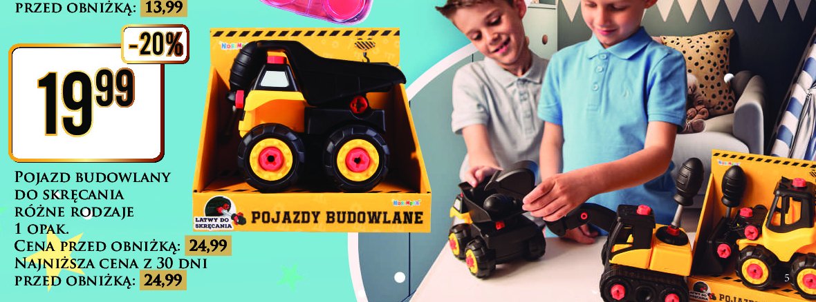 Pojazd budowlany do skręcania promocja w Dino