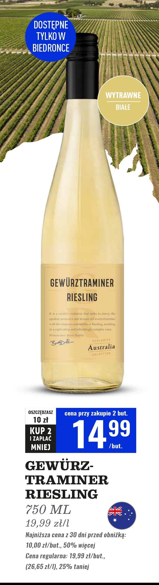 Wino wytrawne GEWURZTRAMINER promocja
