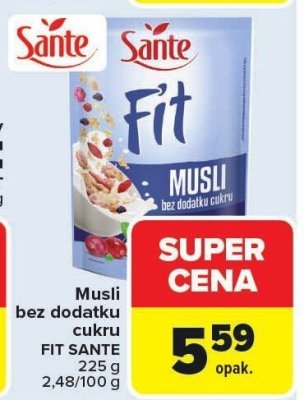 Musli bez dodatku cukru FIT SANTE 225g promocja w Carrefour Market
