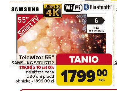 Telewizor 55" 55du7172 Samsung promocja w Carrefour