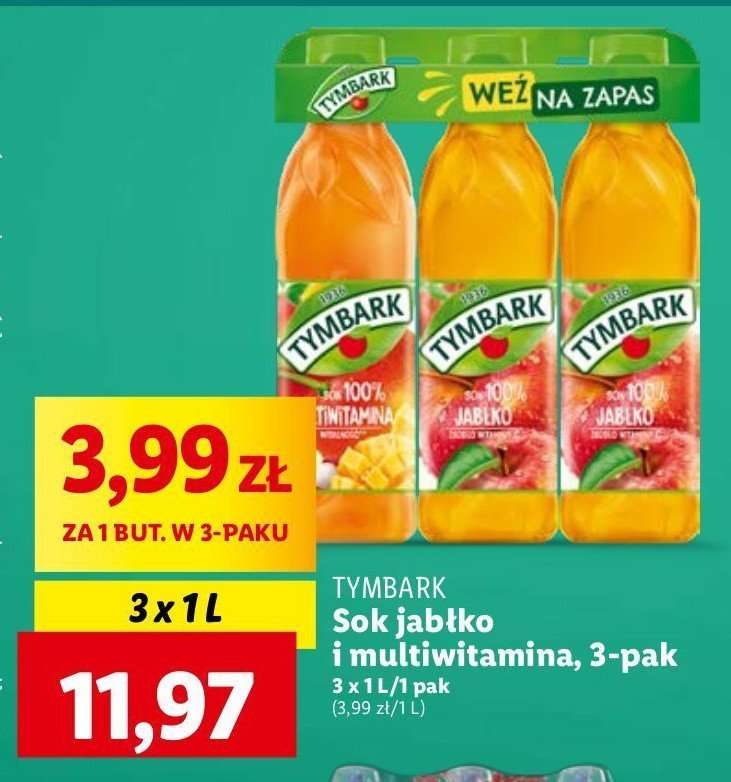 Sok jabłkowy 2 szt + multiwitamina Tymbark 1936 promocja