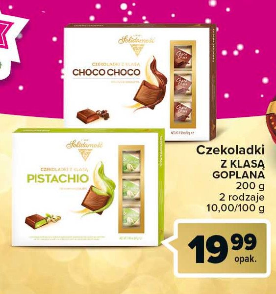 Bombonierka pistachio Solidarność czekoladki z klasą promocja